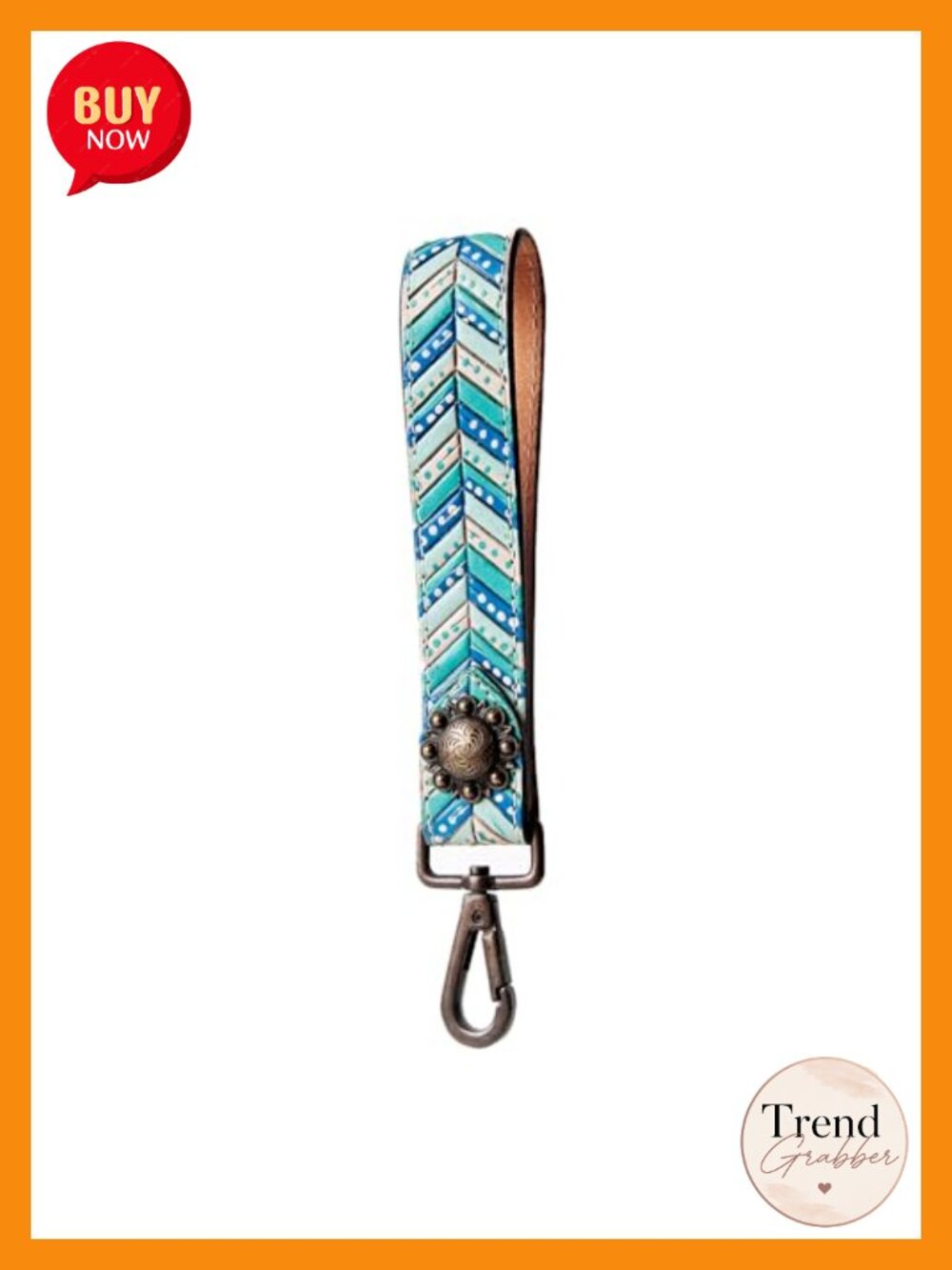 Hand Tooled Genuine Leather Wristlet Strap Western Keychain Wallet